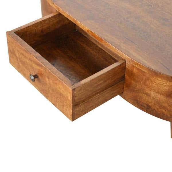 Wyld Haus Brescia Low Chestnut Mango Wood Round Coffee Table 2 Drawers
