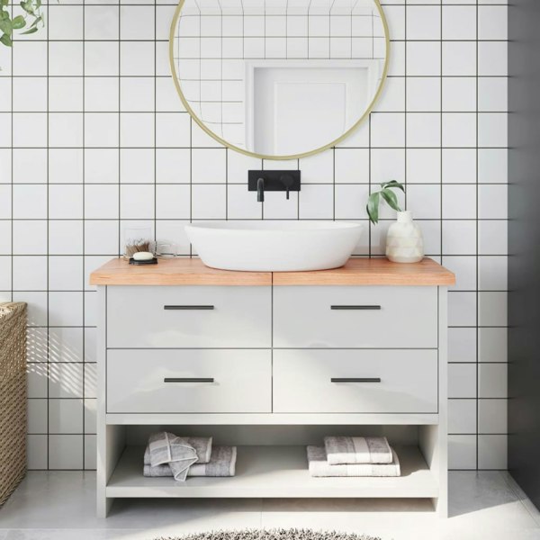 Berkfield Bathroom Countertop Light Brown 120x30x4 cm Treated Solid Wood