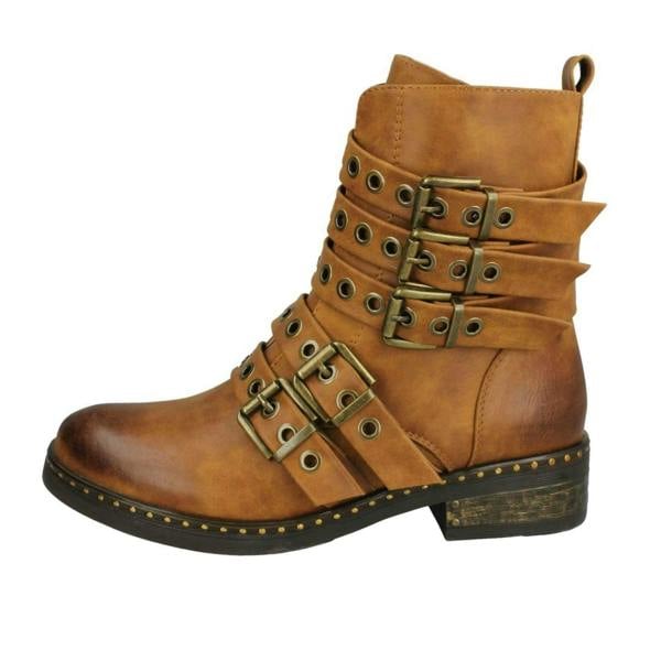 Spot On Ladies Spot On Biker Boots With Buckle Detail F4410
