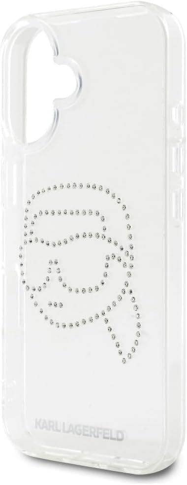 Karl Lagerfeld IML Rhinestones Karl Head Case for iPhone 16 6.1" Clear - KLHCP16SHKHDCELT