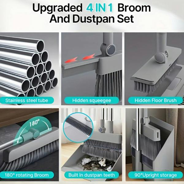 Havendro Long Handle Dustpan and Brush Set Non Stick Hair Floor Cleaning Tool Combo