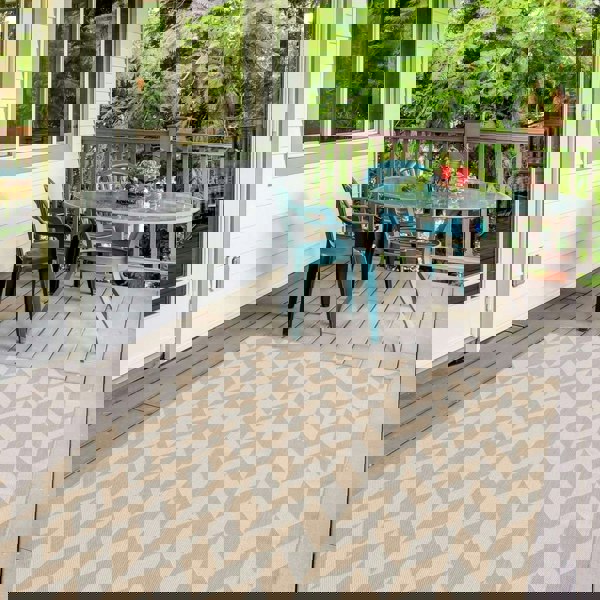 Beige Chevron Outdoor Rug for Garden | The Rugs