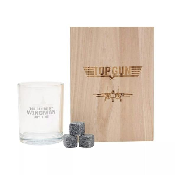 Widdop & Co Top Gun Whisky Tumbler with Stones in a Wooden Box