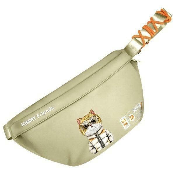 Nimmy Friends Cool & Cute 2.0 Cat Shoulder Crossbody Bag Khaki -N-KM-XB-05