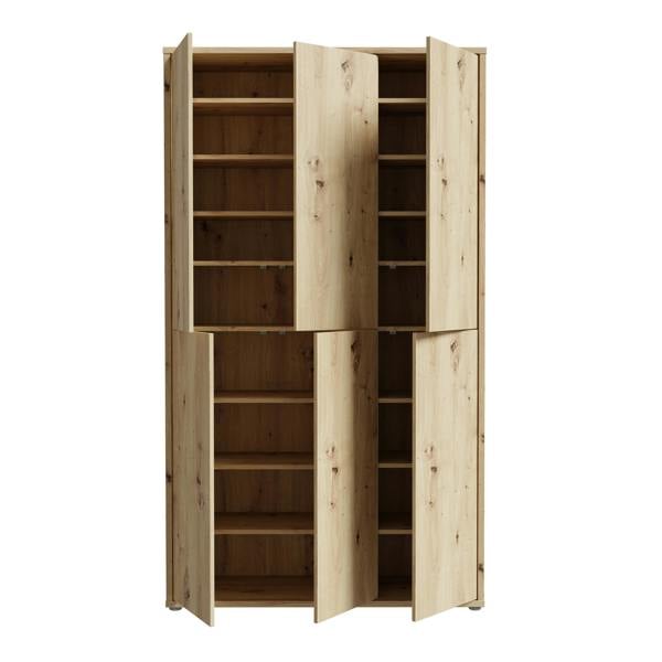 Furniture To Go Alice Springs Shoe Cabinet with 6 Doors Push-to-Open in Artisan Oak