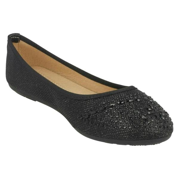 Spot On Ladies Spot On Jewel Trim Vamp Ballerinas