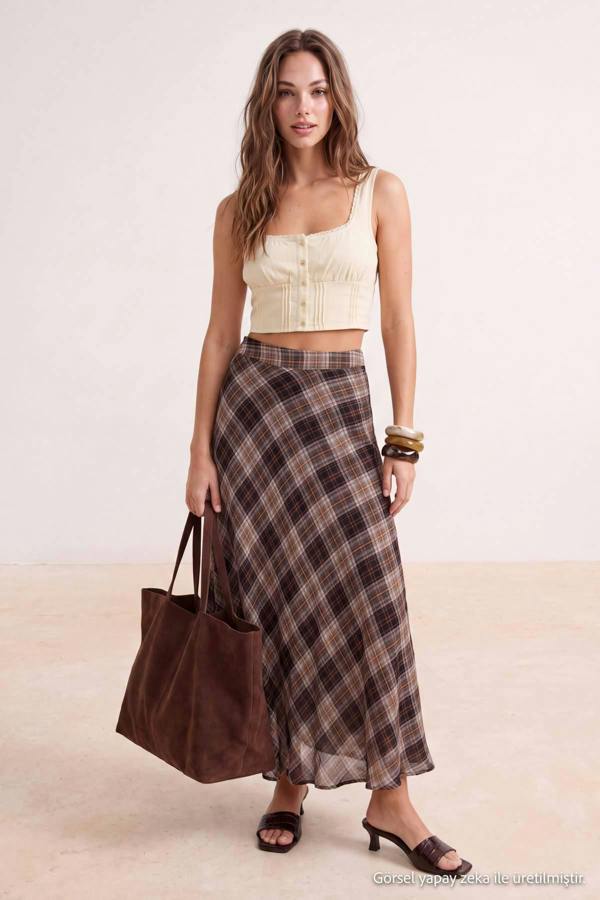 High Waist A-Line Maxi Skirt