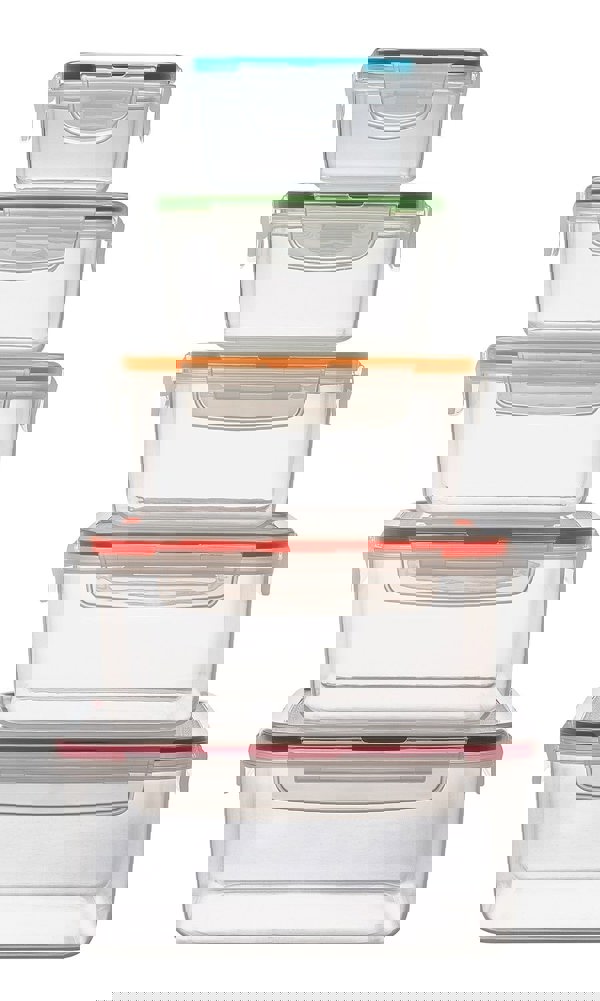LocknLock Nestable Food Containers Set Rainbow Design Storage Boxes - Pack of 5