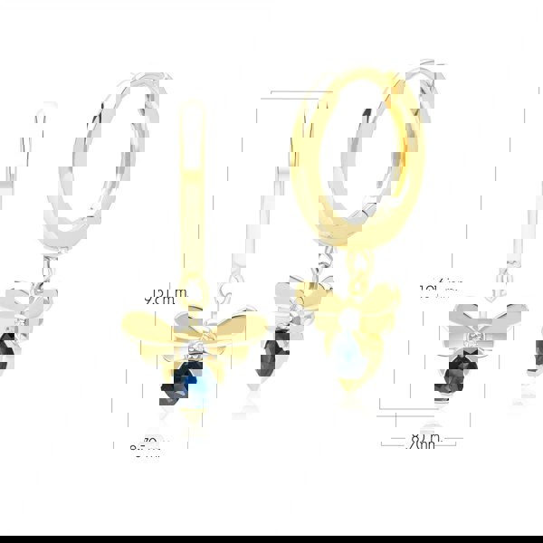 Honeycomb Inspired Blue Sapphire and Diamond Bee Hoop Earrings in 9ct Yellow GoldDimensions  135E1874039