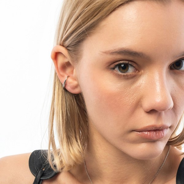 Spero London Fine Diamond Sterling Silver Ear Suspension Semi-Hoop Earrings