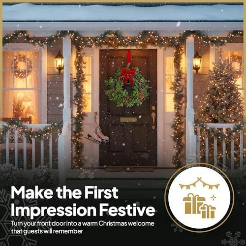 80cm Green Fir Christmas Wreath with Berries and Pine Cones for Door or Indoor Display image 5