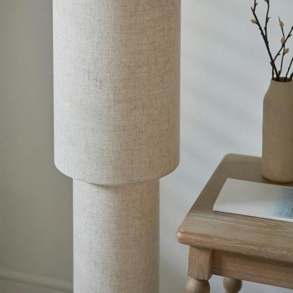 Pagazzi Lighting Buxton Natural Faux Linen Column Floor Lamp