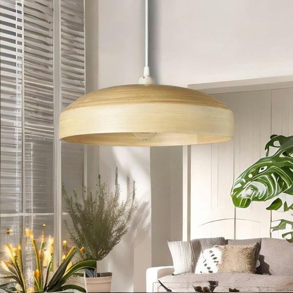BMBO Wooden Dome Ceiling Light Pendant Shade Natural Brown