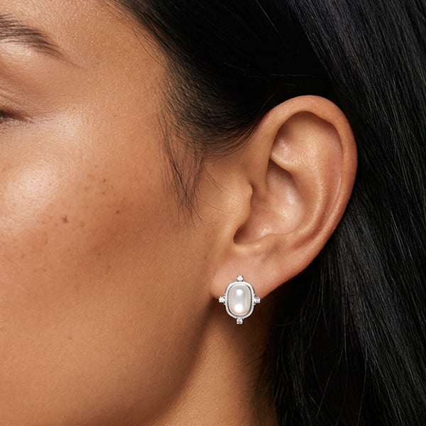 MUCHV White Heirloom Stud Earrings