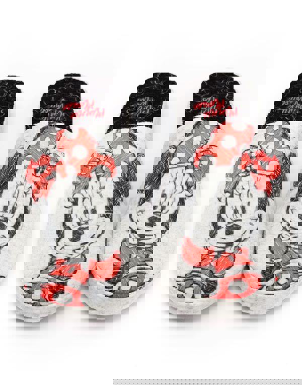 Disney Mens Grey Minnie Mouse Sketch Placement Print Mule Slippers