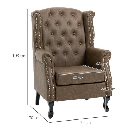Wyld Haus Selato Fabric Brown Wingback Accent Chair With Chesterfield Style Tufting And Nailhead Trim