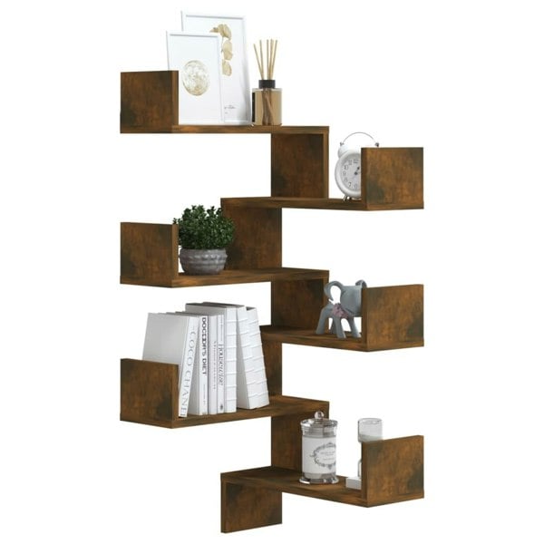 Berkfield Wall Corner Shelves 2 pcs Smoked Oak 40x40x50 cm Engineered Wood