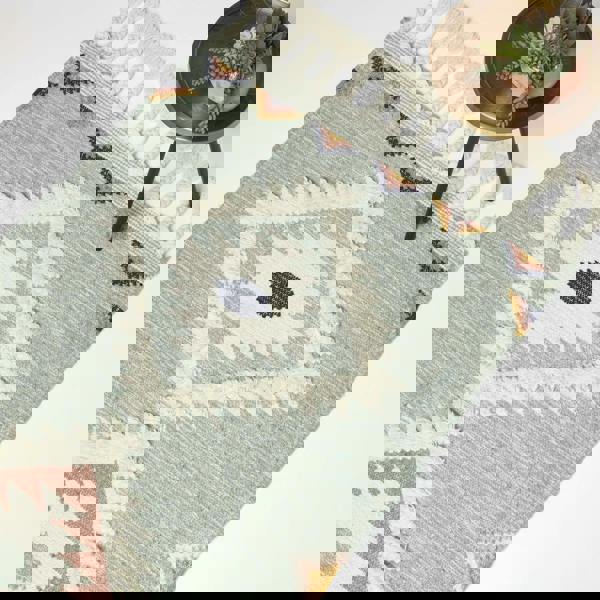 HOMESCAPES Tenali Blue Kilim Wool Rug