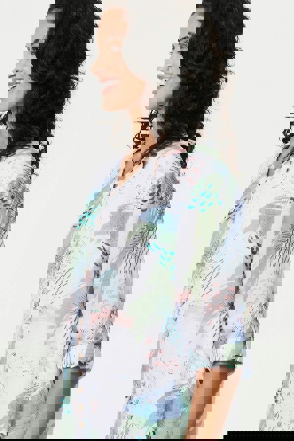 Sage | Abstract 3/4 Sleeve Relaxed Blouse
