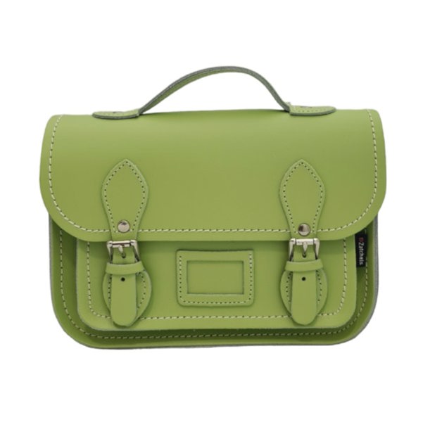 Zatchels Leather Midi Satchel - Grass Green