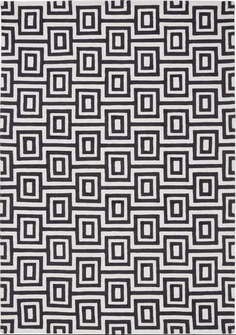 The Rugs Geometric Design Labyrinth Wool Rug - Black & Ivory