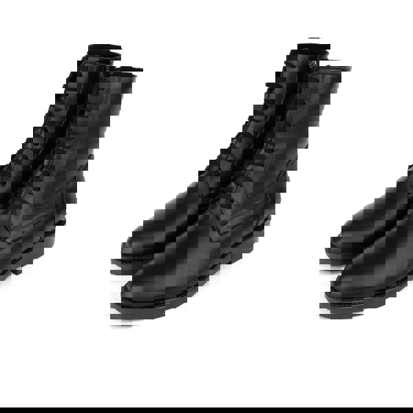 Embassy London Didi Wool - Black - Women's leather lace-up and zip-up round toe combat boot