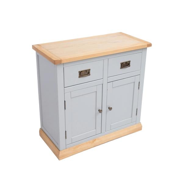 Cabinet Bits Bomporto Light Grey 2 Drawer 2 Door Sideboard Brass Drop Handle