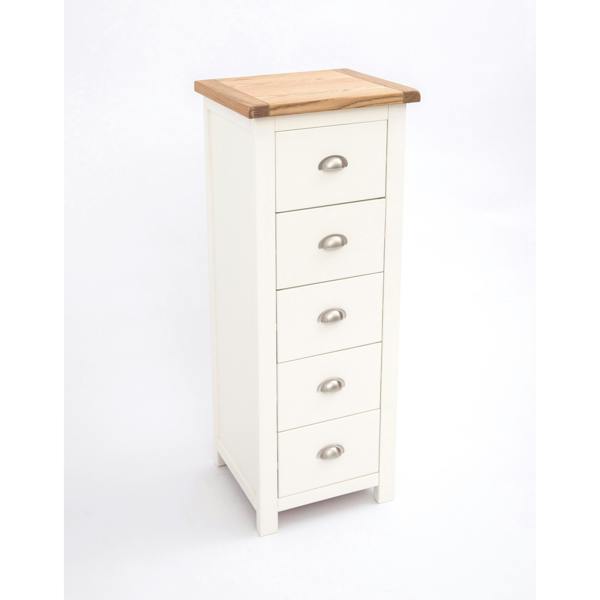 Cabinet Bits Lovere 5 Drawer Narrow Chest of Drawers Chrome Cup Handle