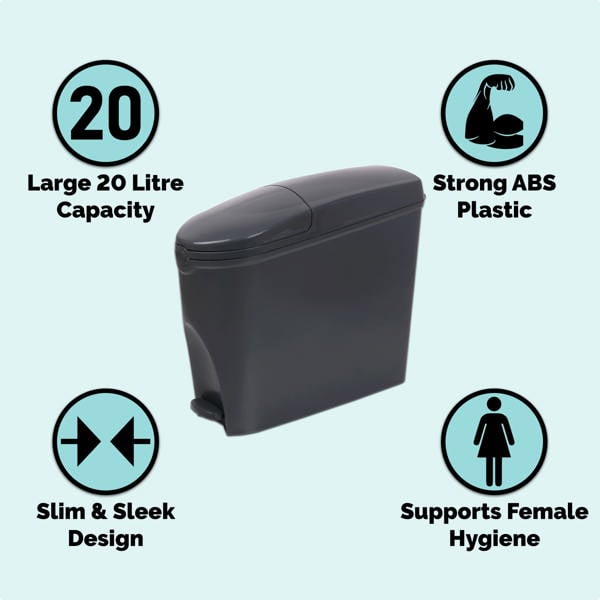 ProWashroom Pro Washroom Sanitary Bin 20L x4 Hygienic Disposal Pedal Bins Baby Hygiene Products