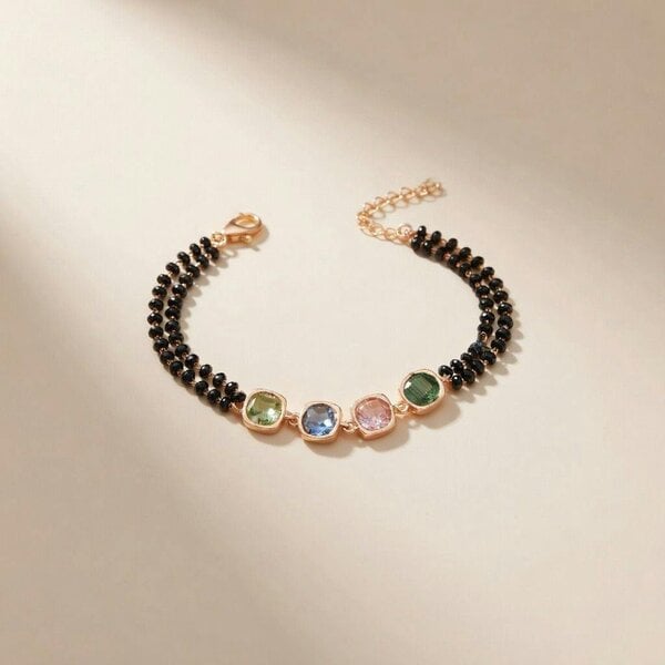 The Colourful Aura Multicolour Round Zircon Adjustable beaded Bracelet