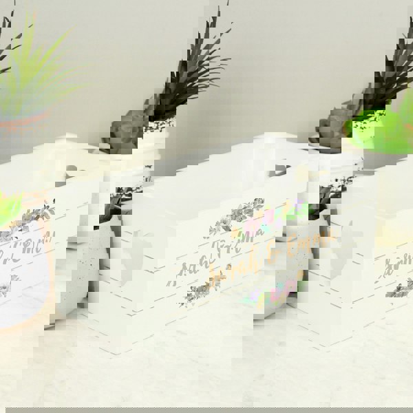 Personalised Memento Company Personalised Floral Couples White Wooden Crate