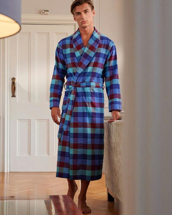 British Boxers Men's Brushed Cotton Dressing Gown – Lerwick Check