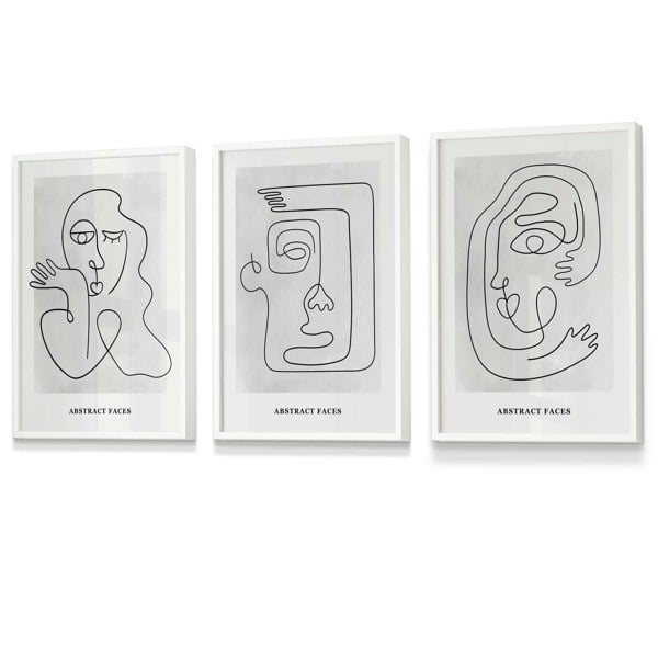 Picasso Style Grey Abstract Faces Framed Wall Art Prints | Artze Wall Art UK