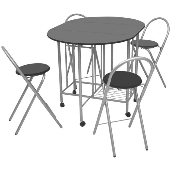 Berkfield Five Piece Folding Dining Set MDF Black