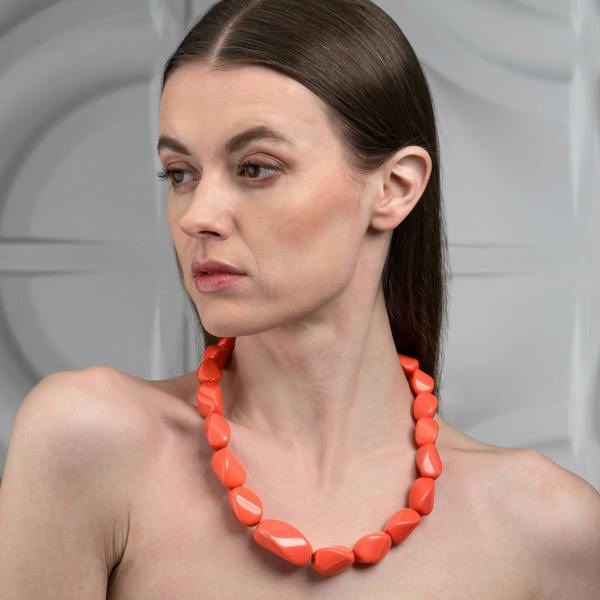 Zavana Twisted Coral Orange Chunky Statement Necklace for Women