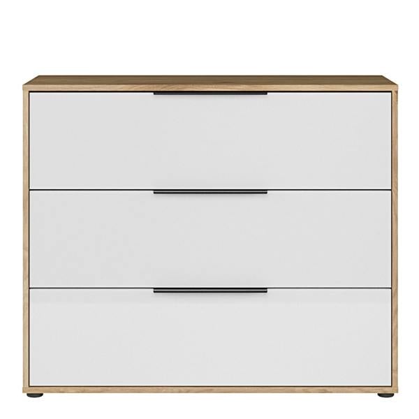 Orkney 3 Drawer Chest in Mauvella Oak and White Gloss