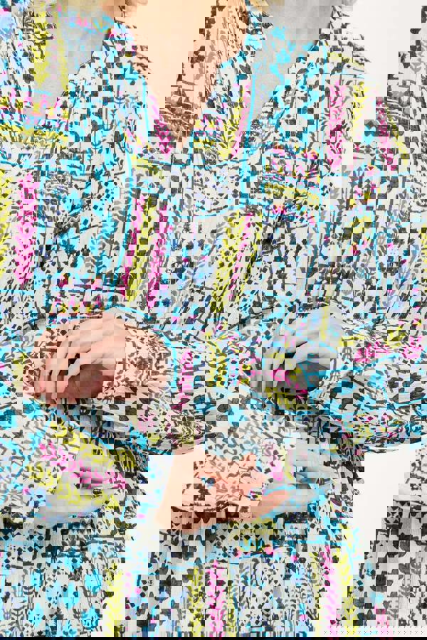 Mudflower Pintuck Printed Shirt