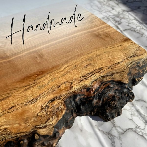 Giraffes & Craftz RARE Live Edge Ash Chopping Board - Unique Large Spalted Ash Cutting Board
