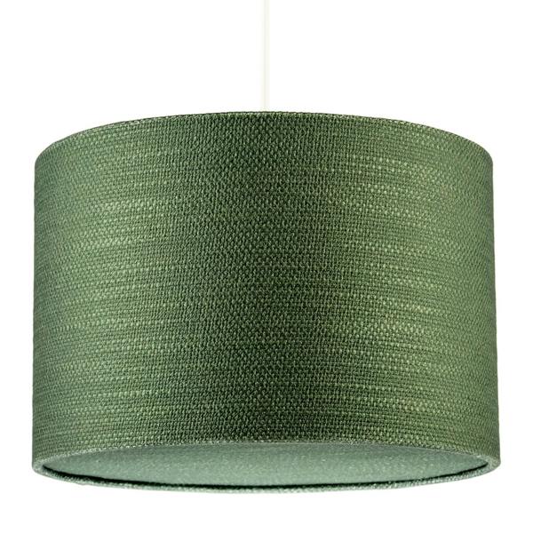 Vineyard Green Textured Linen Pendant Lighting Shade with Diffuser Image 1