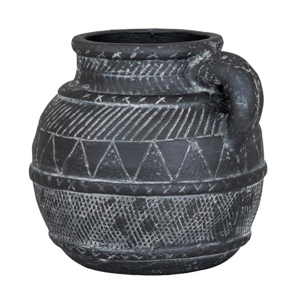 Hill Interiors Etched Collection Ceramic Tall Jug - Black - 