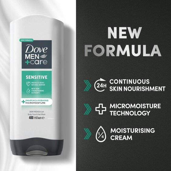 Dove Men+Care Sandalwood + Vanilla 3-in-1 Hair, Face and Body Wash 6x400ml