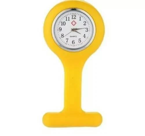 ATEK Silicone Nurse Fob Watch Quartz Tunic Brooch Yellow