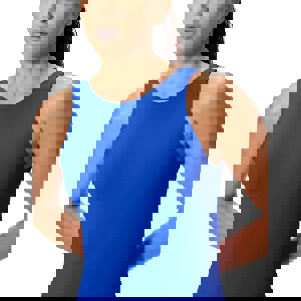 Speedo solid high neck swimsuit in vibrant royal blue