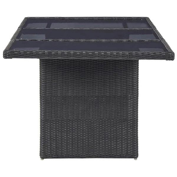 Berkfield Garden Dining Table Black 200x100x74 cm Glass and Poly Rattan
