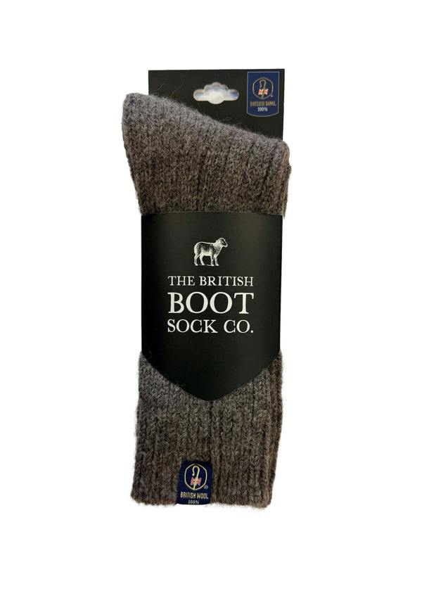 Jemsox British Wool Boot Socks – Mid Grey Natural | 100% British Wool Luxury Boot Socks