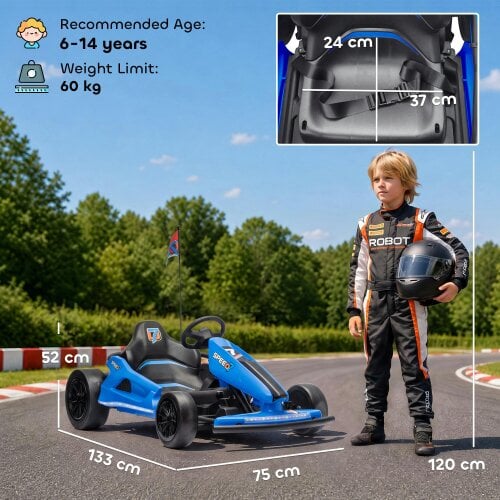 AIYAPLAY 24V Electric Drift Go Kart for Kids with Dual Motors