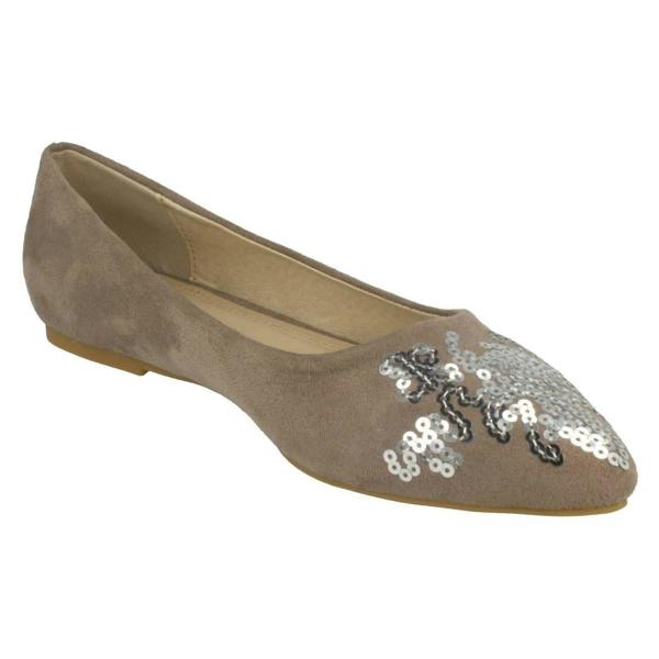 Spot On Ladies Spot On Flat Pointed Toe Ballerinas