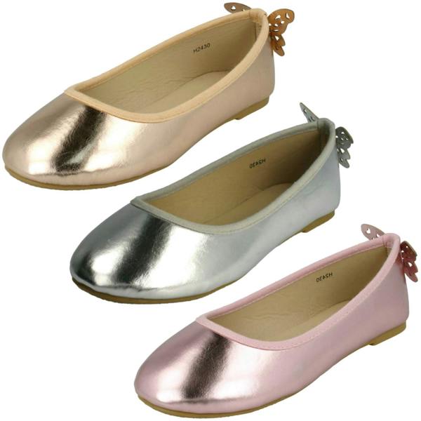 Spot On Girls Spot On Butterfly Heel Trim Ballerinas