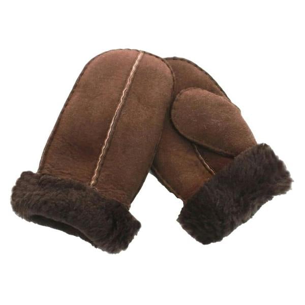 Eastern Counties Leather Kids CSM Sheepskin Split Seam Mittens - Chocolate