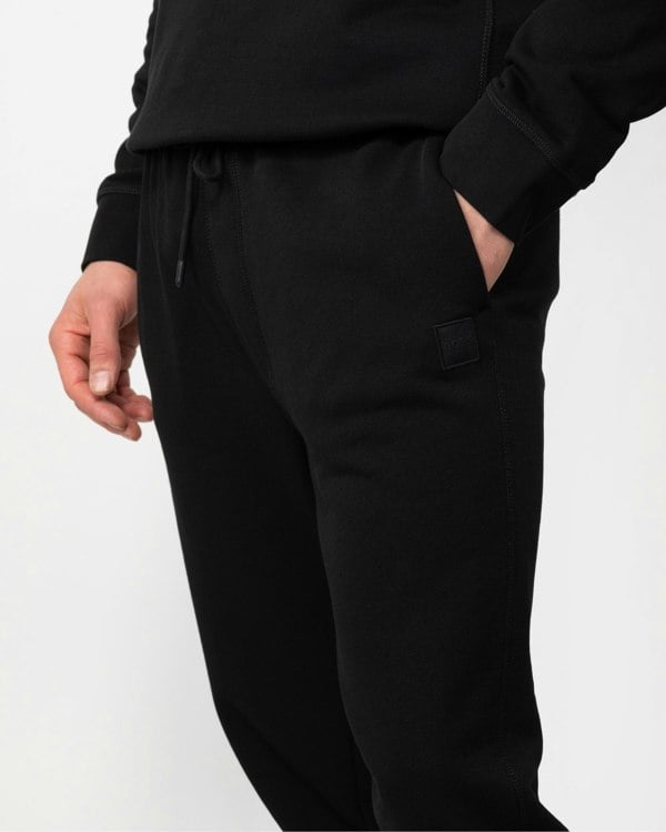 BOSS Orange Sestart Mens Cotton-Terry Tracksuit Bottoms With Logo Patch NOS - Black 001 - CHO - Designer Mens Joggers